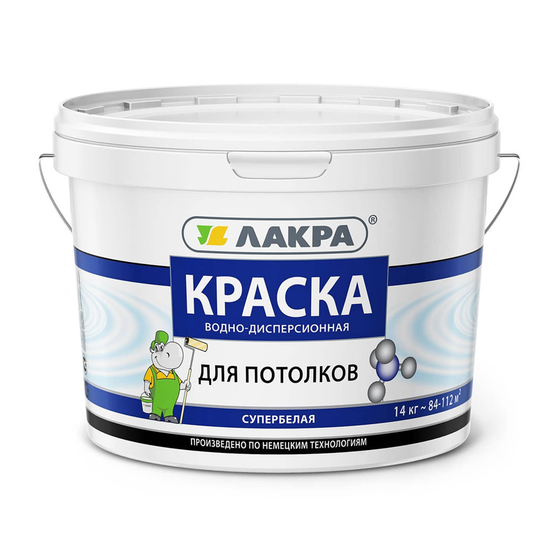 s00007476 Краска В/Д для потолков ЛАКРА Супербелая 14кг. — изображение 1