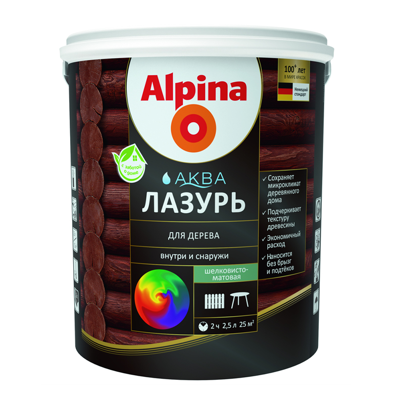 s00342064 Лазурь Деревозащитная ALPINA "АКВА" Бесцветная 9-10 Л — изображение 1