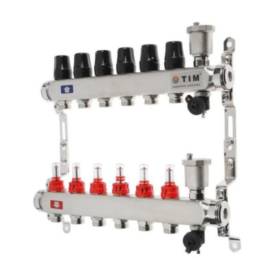 Коллекторная группа 1" -6 входов с расходомерами