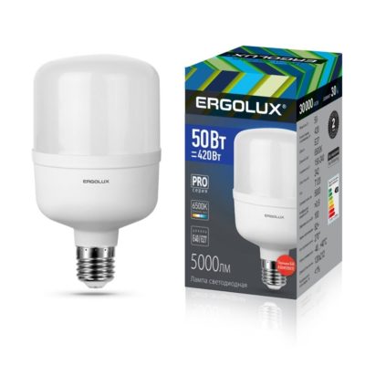 Ergolux LED-HW-65W-E40-6K Эл.лампа светодиод. 65Вт Е27/Е40 6500К