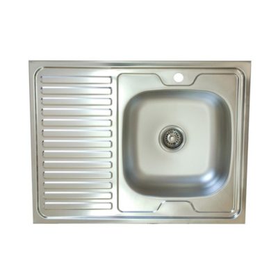 Мойка из нержавейки накладная 800x600*0.4mm хром правая