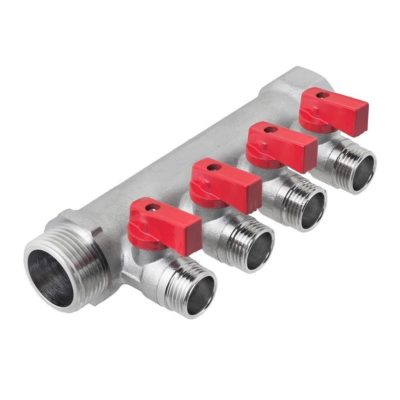 Коллектор  сшаровыми кранами 3/4*1/2 -4 выхода под конус