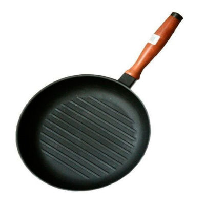 Сковорода-гриль чугунная 28*28см дерев.ручка