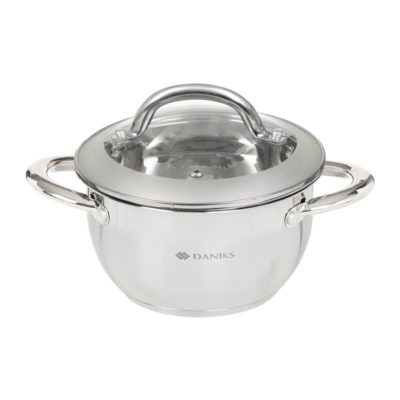 Кастрюля нерж. КЛАССИКА 2л стекл. крышка мет. ручка Daniks SD-16