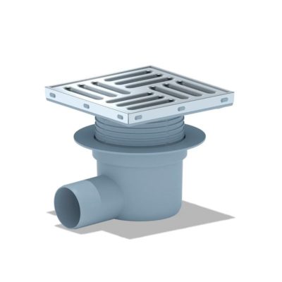 Трап "Ани" горизонтальный выпуск 50 решетка из нерж стали 150*150