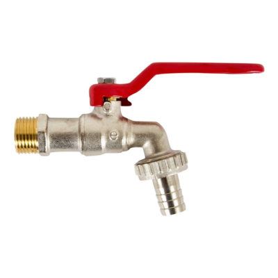 Кран шаровый 3/4 с носиком под шланг (латунь никелиров.)