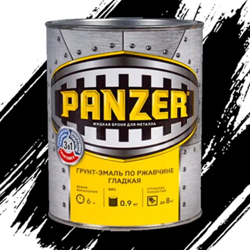 ГРУНТ-ЭМАЛЬ ПО РЖАВЧИНЕ ГЛАДКАЯ "PANZER" ЧЕРНАЯ 0 - ДисконтСтрой.рф ГРУНТ-ЭМАЛЬ ПО РЖАВЧИНЕ ГЛАДКАЯ "PANZER" ЧЕРНАЯ 0