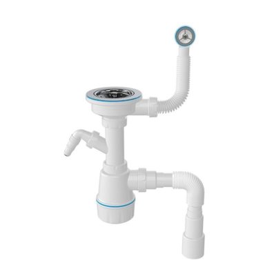 М104-7 Сифон для нержавеющ.мойки с вып. 3 1/2 с прямоуг. переливом