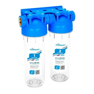 СИСТЕМА ОЧИСТКИ ВОДЫ СТАНДАРТ "SLIM LINE" 2 СТУПЕНИ АБФ-2 3/4" АКВАБРАЙТ