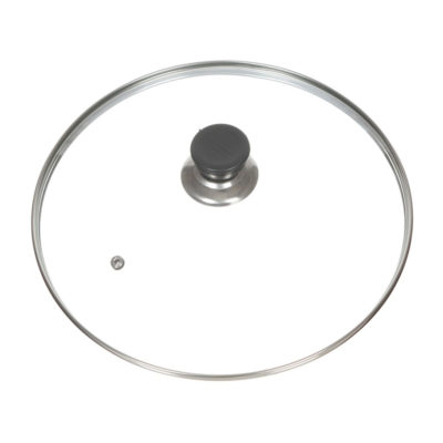 Крышка стекло DANIKS 28см с метал. обод. пласт. кнопка