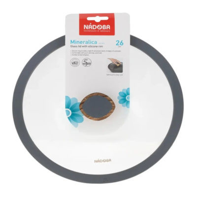 Крышка для посуды стекло 26 см с силиконовым ободом