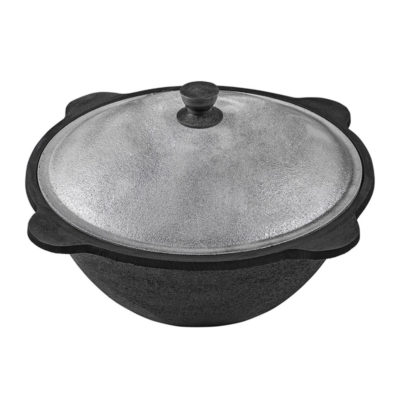 Казан чугун с крышкой 10 л (плоское дно)