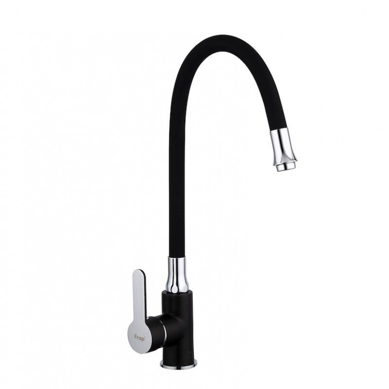 F4042 Смеситель для кухни гибкий излив Д35 черный/хром