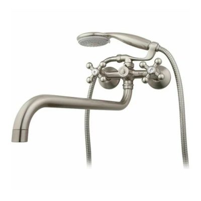 F2619-5 Смеситель для ванны с длинным изливом и шаровым переклбчателем в корпусе сатин