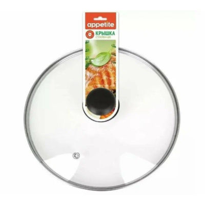 Крышка стекл. DANIKS 30см метал. обод пласт. кнопка