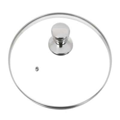 Крышка стекло DANIKS 28см с метал обод.метал. ручка