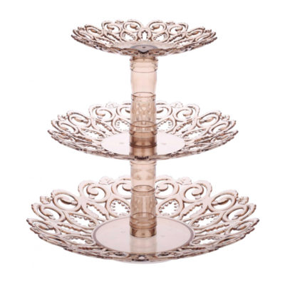 Ваза для фруктов пластмассовая 3-ярусная Альтернатива Мелодия М6620 тонированная