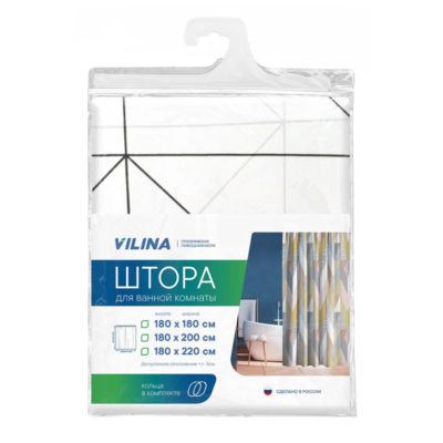 Штора для ванной комнаты 180*180см (Треугольный орнамент)