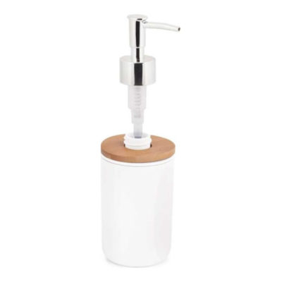 Дозатор для жидкого мыла "ЕХО" керам/бамбук (белый) АКВАДЕКОР