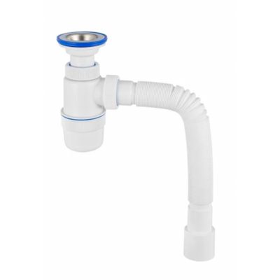 Сифон "Элит" с удлин. выпуском нерж.чашей д.70 и гибкой трубой 600мм