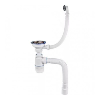 Сифон "Элит" с нерж. чашей д.112мм с прям. переливом с гофрой L800мм (3 1/2-д. 40/50)