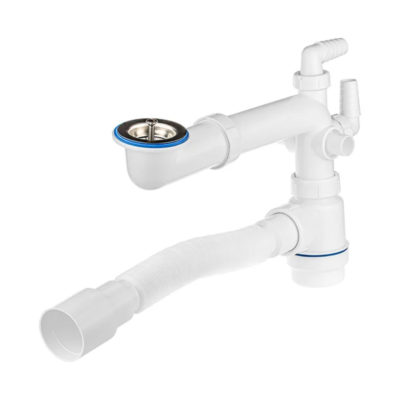 Сифон для мойки со смещенным угловым выпуском Д-60мм
