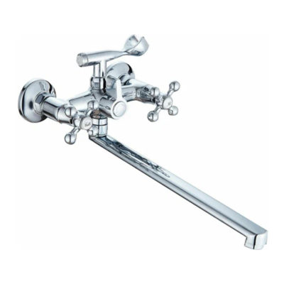 Е22019 Смеситель для ванны длинный излив переключатель в корпусе