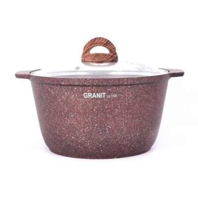 Кастрюля-жаровня антипригар 4л. Гранит ультра со стекляной крышкой