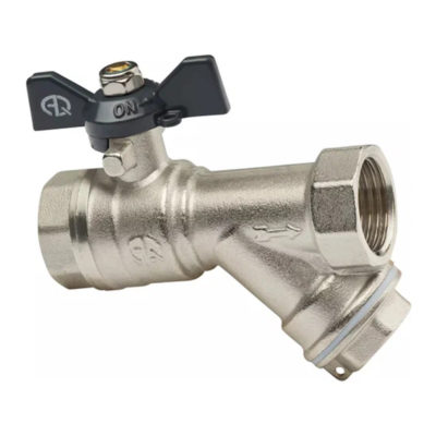 Кран с косым фильтром 1/2 г/г бабочка