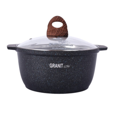 Кастрюля- жаровня 3л. антипригар  Гранит ультра со стекляной крышкой