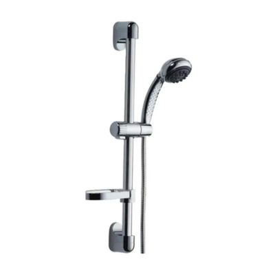 F8012Душевая стойка с лейкой и шлангом с мыльницей 65см.