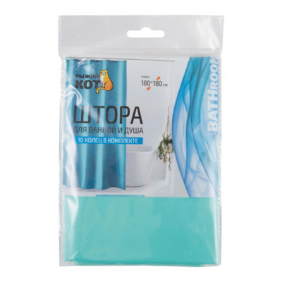 Штора д/ванной п/этилен 180*180 зеленая