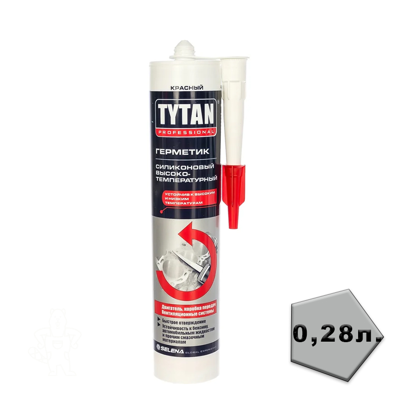 Герметик силиконовый высокотемпературный КРАСНЫЙ 280 мл TYTAN PROFESSIONAL