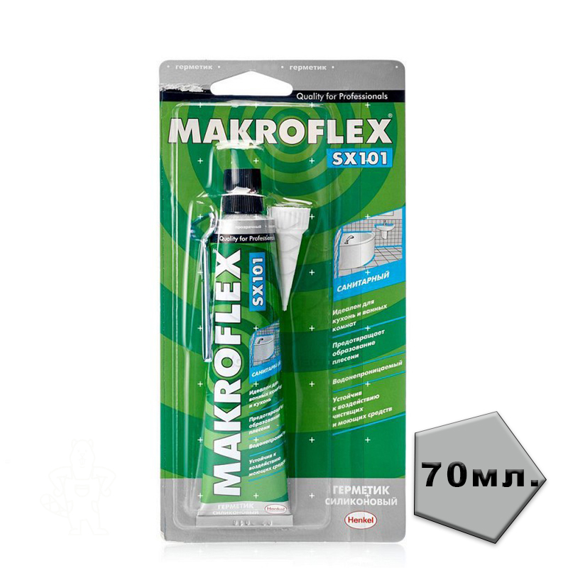 Герметик силиконовый санитарный MAKROFLEX SX101 прозрачный 70 мл