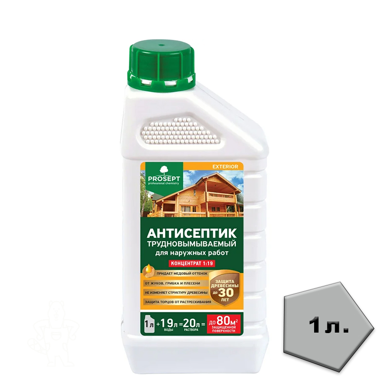 Антисептик защитный трудновымываемый Prosept Exterior концентрат 1*19 1л