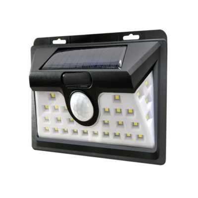 SBF-63-MS Светильник настенный на солн.батареях с датч движ. 24 LED черный