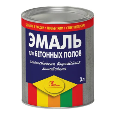 Эмаль для бетонных полов серая 3л. Новбытхим