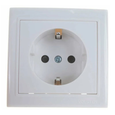Розетка 1ОП с/з Volsten V01-11-R14-S белая