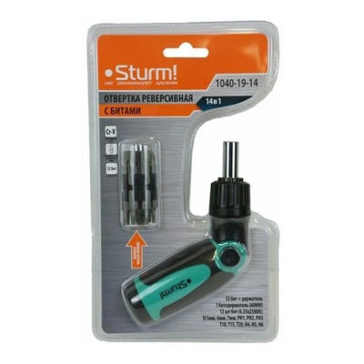 1040-19-14 Отвертка реверсивная 14 в 1 STURM