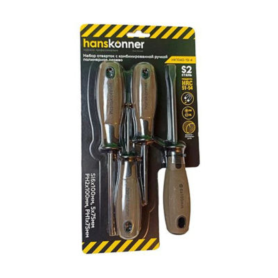 НК1040-19-4 Набор отверток с комб.ручкой 4 шт. S2 Hanskonner