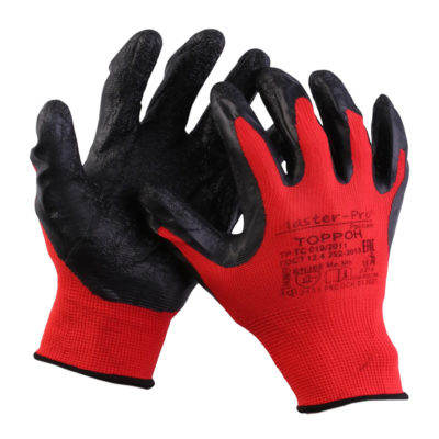 Перчатки хлоп/полиэф с рельеф покрытием из нат латекса(черно-синие)