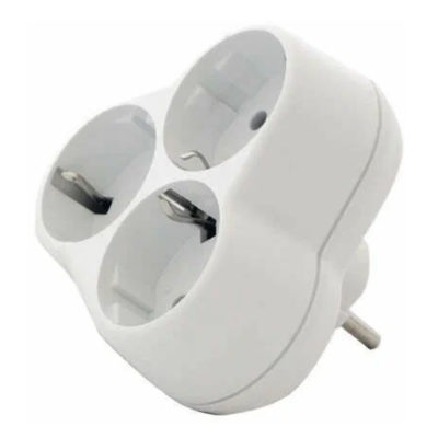 Тройник с/з круглый 16А (еврослот) белый