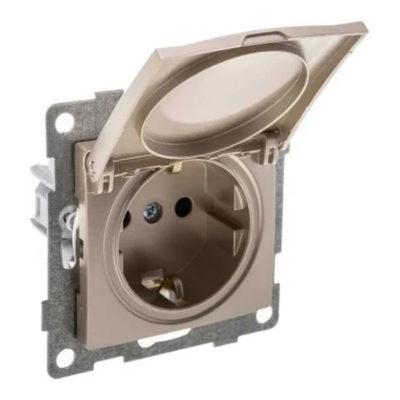 Механизм розетки с/у 1 гн. с/з с защитн.шторками 16А кремовая Ugra GUSI