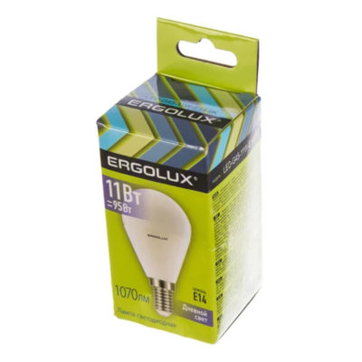 Ergolux LED-G45-11W-E14-6K Лампа светод. шар 11Вт Е14 6500К