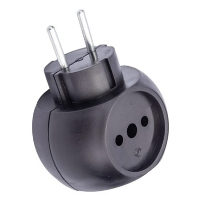 Тройник черный шар (разветвитель) 16А