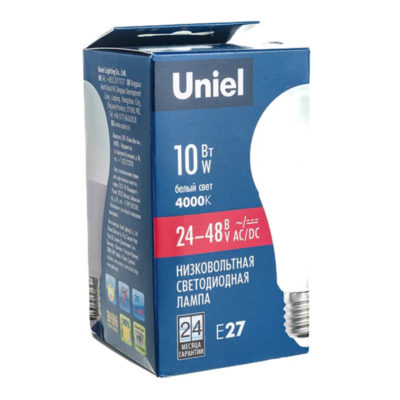 LED-A60-10W/NW/E27/FR/24-48V PLO55WH Лмпа светодиодная.24-48В. матовая. 4000К Uniel