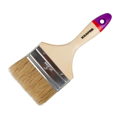 КИСТЬ ПЛОСКАЯ "ЕВРО" №4 /100 ММ НАТУР.ЩЕТИНА