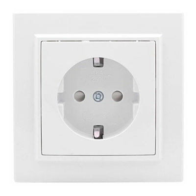 Розетка ОП с/з со шторками 16А белый