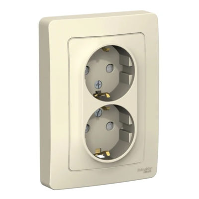 Розетка 2ОП с/з со шторками 16А