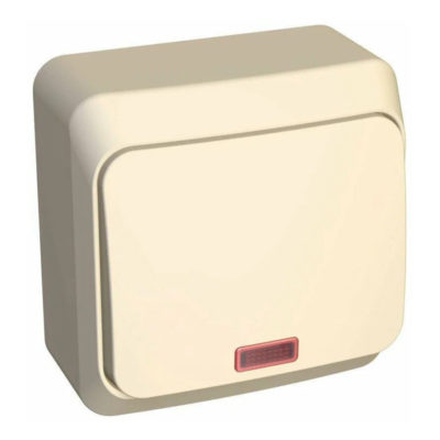 Выключатель 1ОП кремовый с подсветкой Этюд Schneider Electric (25/200)